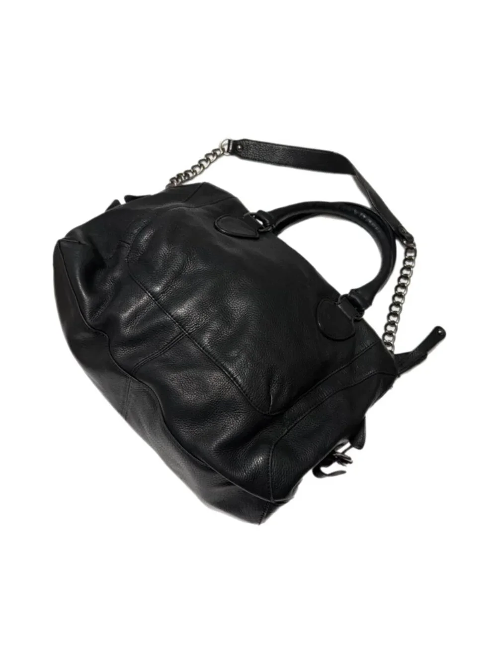 Audrey Brooke Bag Black Genuine Leather Satchel Purse Moto Rocker Grunge Gothic